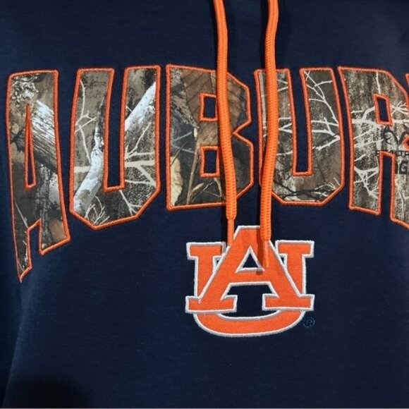 Realtree Auburn men’s Performance Hoodie Navy Camouflage Large New - Picture 3 of 9